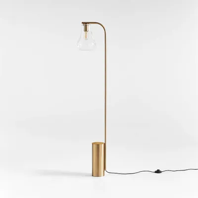 Arren Brass Floor Lamp with Clear Teardrop Shade