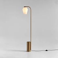 Arren Brass Floor Lamp with Milk Angled Shade 56"