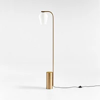 Arren Brass Floor Lamp with Milk Angled Shade 56"