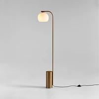 Arren Brass Floor Lamp with Milk Round Shade 56"