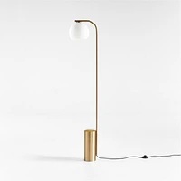 Arren Brass Floor Lamp with Milk Round Shade 56"