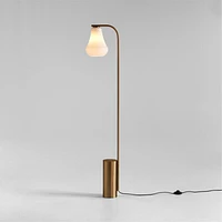 Arren Brass Floor Lamp with Milk Teardrop Shade
