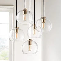 Arren Brass 5-Light Round Pendant with Round Clear Glass Shades