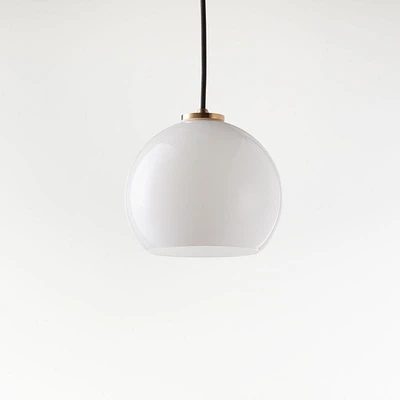 Arren Brass Single Pendant Light with Milk Round Shade