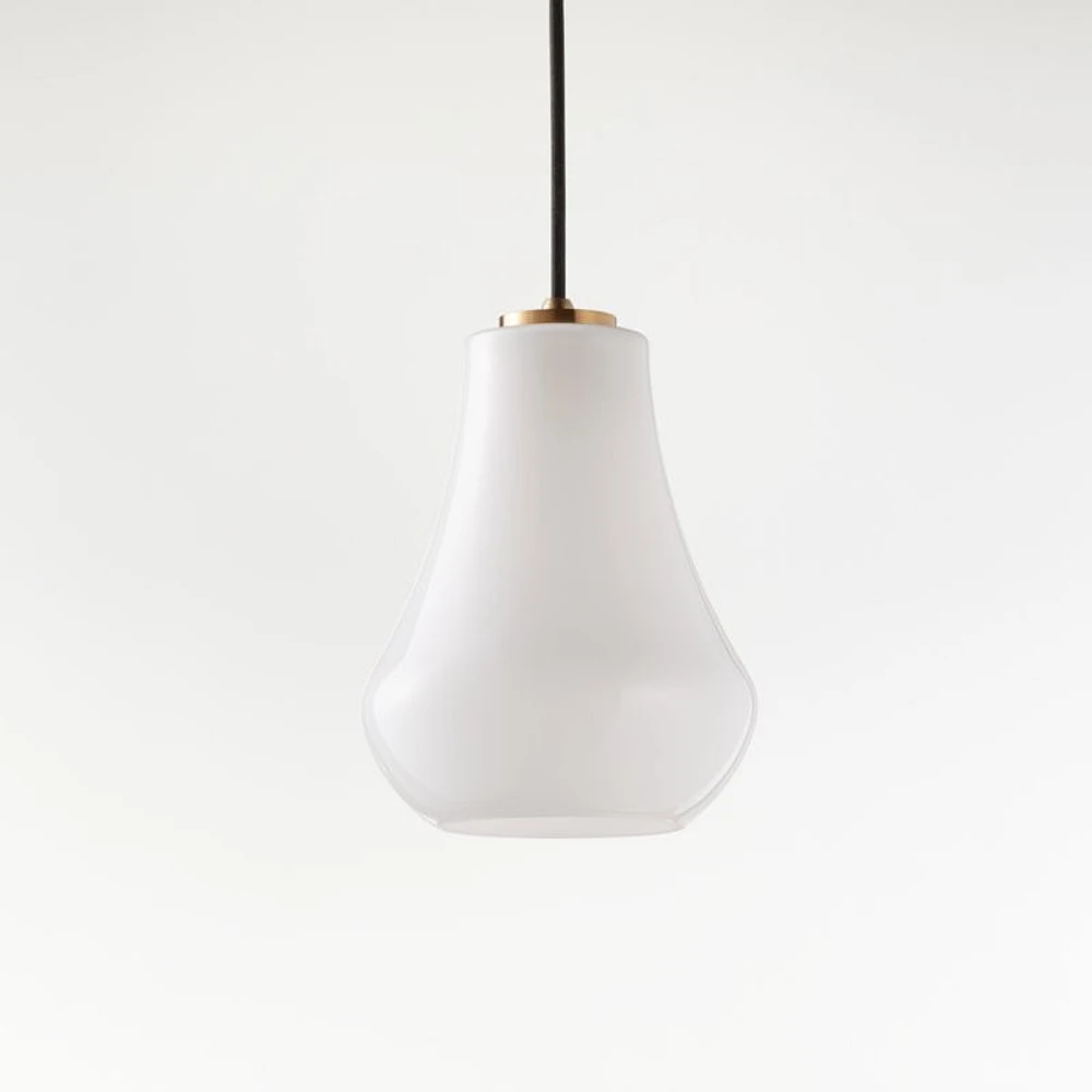 Arren Brass Single Pendant Light with Milk Teardrop Shade