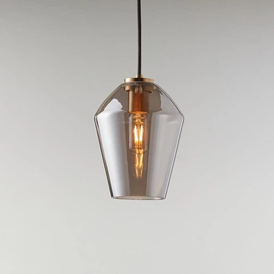 Arren Brass Single Pendant Light with Silver Angled Shade