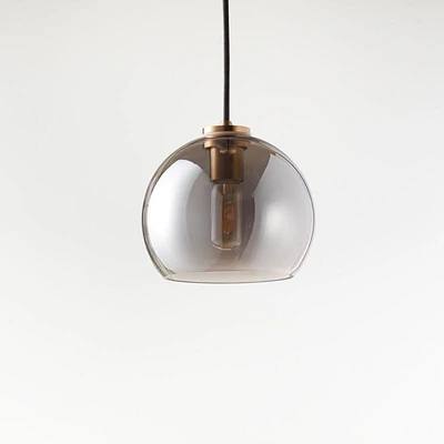 Arren Brass Single Pendant Light with Silver Round Shade