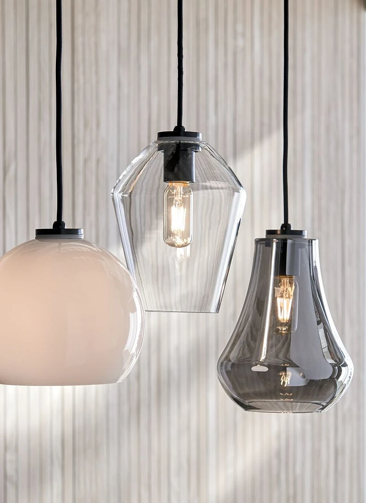 Arren Black Single Pendant Light with Silver Angled Shade
