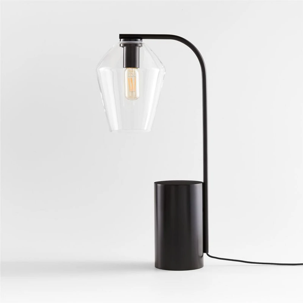 Arren Black Table Lamp with Clear Angled Shade 22.25"