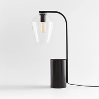 Arren Black Table Lamp with Clear Angled Shade 22.25"