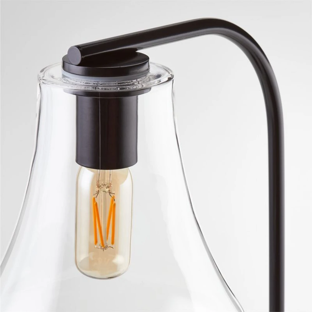 Arren Black Table Lamp with Clear Teardrop Shade 22.25"