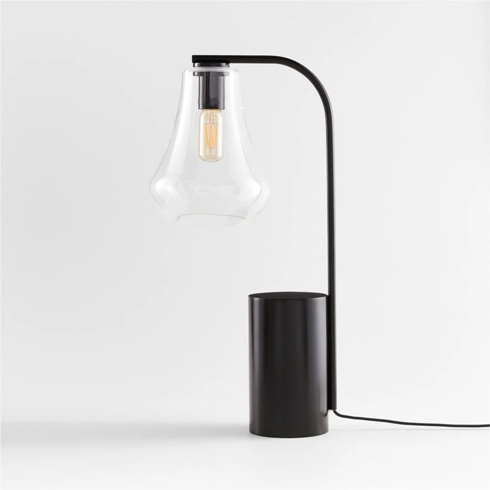 Arren Black Table Lamp with Clear Teardrop Shade 22.25"