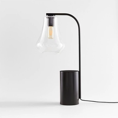 Arren Black Table Lamp with Clear Teardrop Shade 22.25"