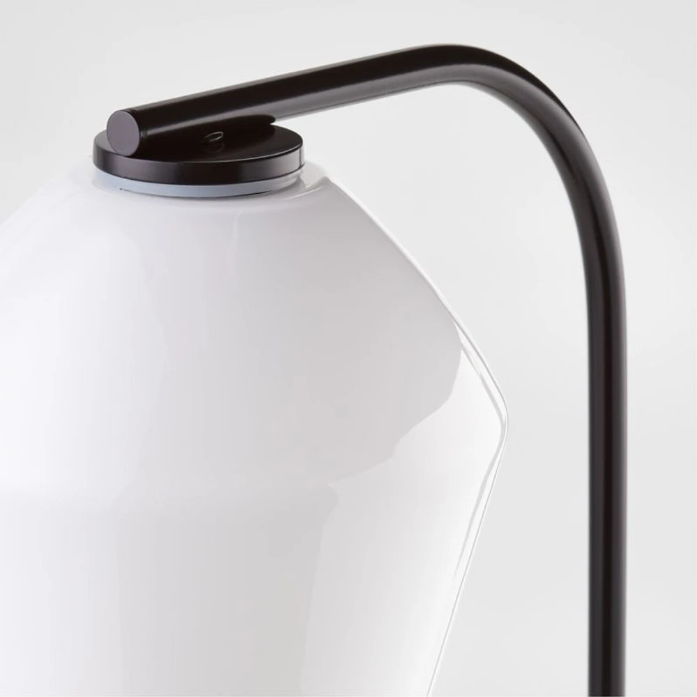 Arren Black Table Lamp with Milk Angled Shade 22.25"