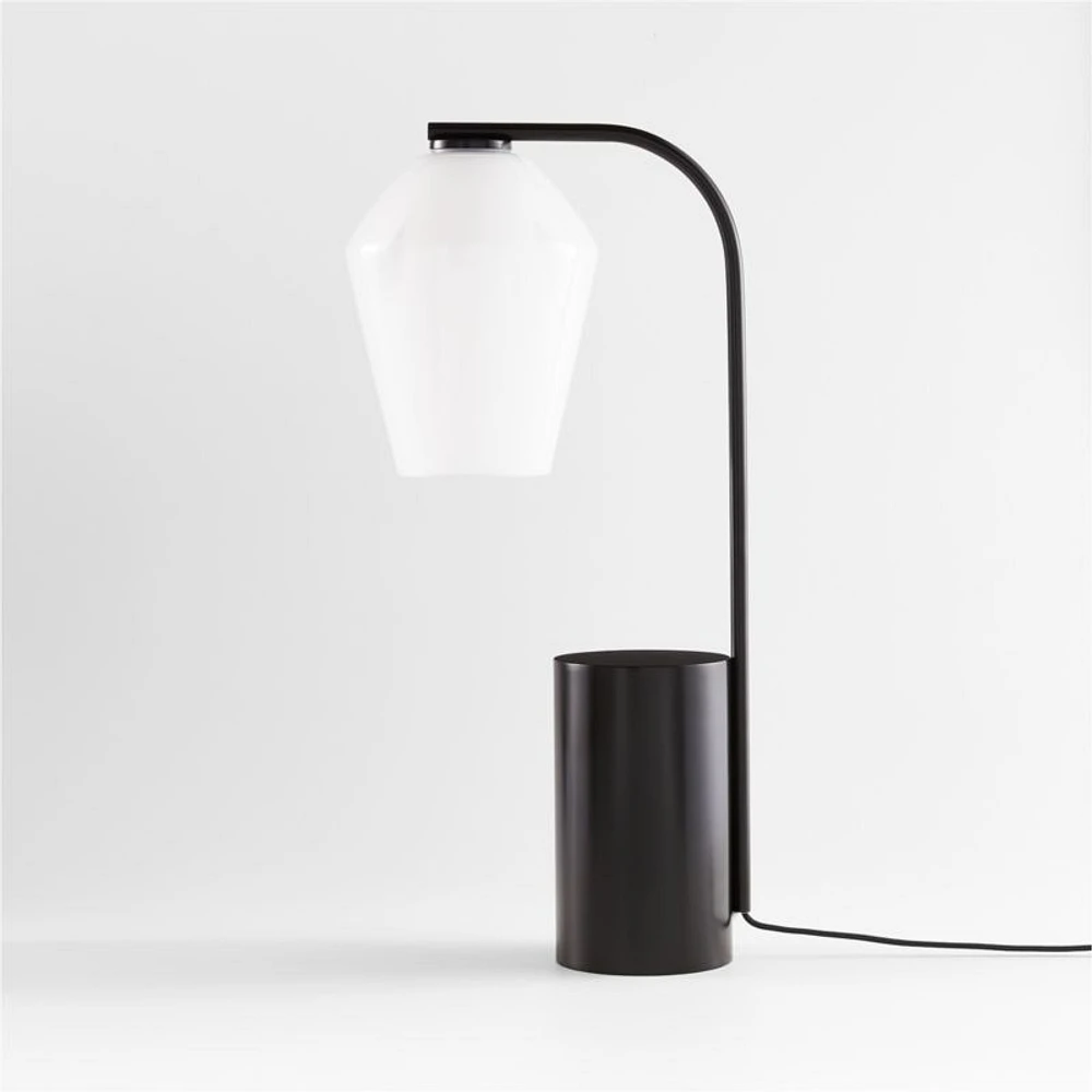 Arren Black Table Lamp with Milk Angled Shade 22.25"