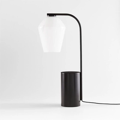 Arren Black Table Lamp with Milk Angled Shade 22.25"