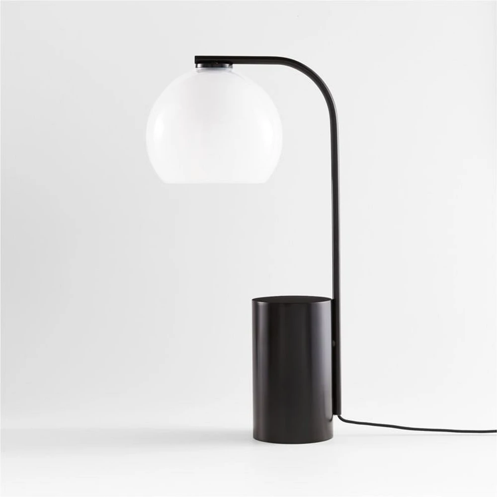 Arren Black Table Lamp with Milk Round Shade 22.25"