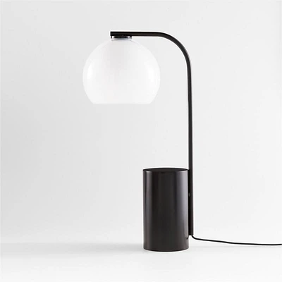 Arren Black Table Lamp with Milk Round Shade 22.25"
