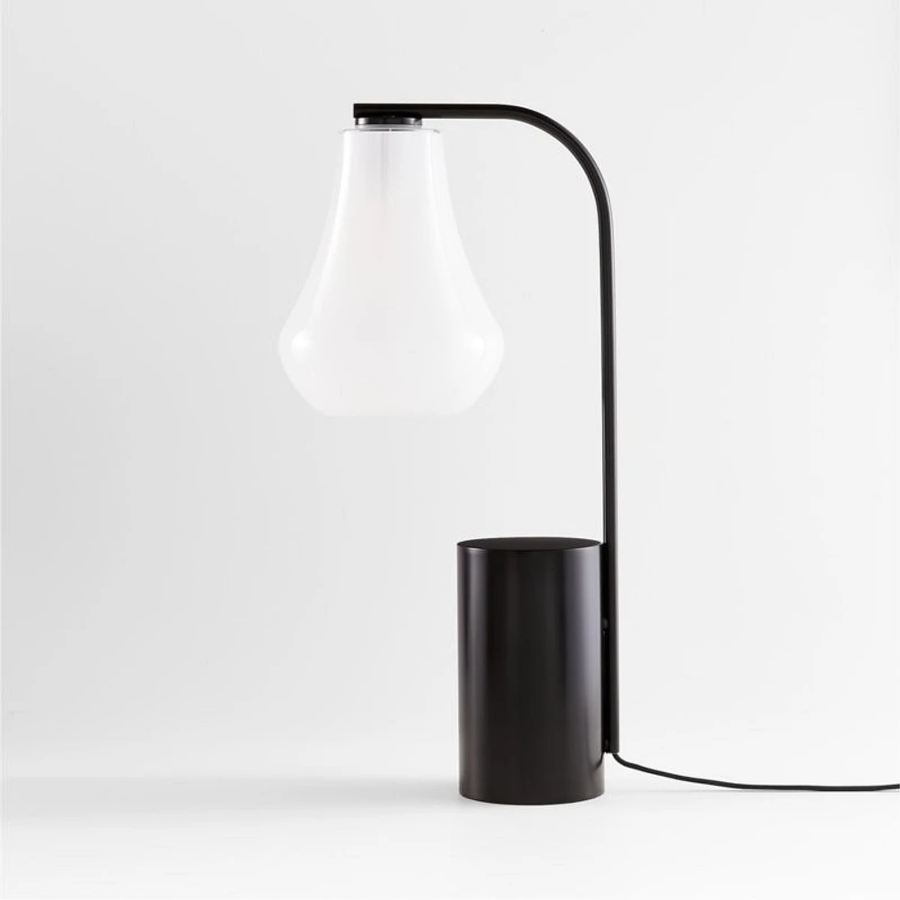 Arren Black Table Lamp with Milk Teardrop Shade 22.25"
