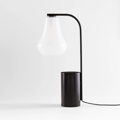 Arren Black Table Lamp with Milk Teardrop Shade 22.25"