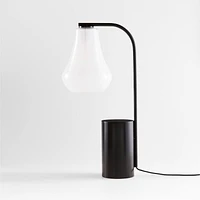 Arren Black Table Lamp with Milk Teardrop Shade 22.25"