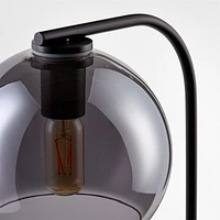 Arren Black Table Lamp with Silver Round Shade 22.25"