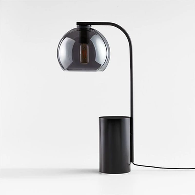 Arren Black Table Lamp with Silver Round Shade 22.25"
