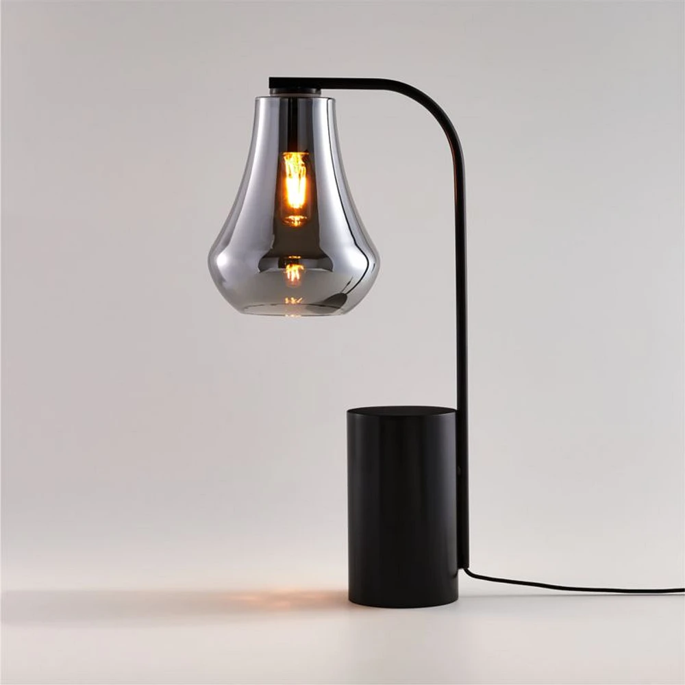 Arren Black Table Lamp with Silver Teardrop Shade 22.25"