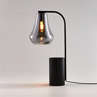 Arren Black Table Lamp with Silver Teardrop Shade 22.25"