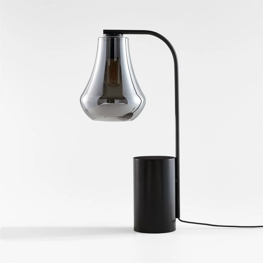 Arren Black Table Lamp with Silver Teardrop Shade 22.25"