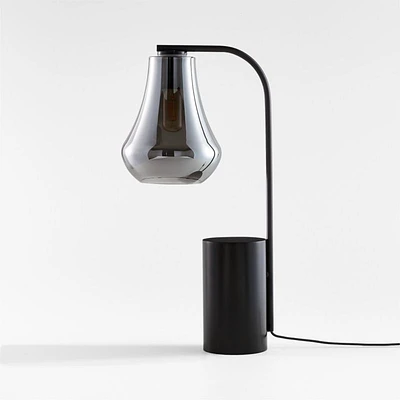 Arren Black Table Lamp with Silver Teardrop Shade 22.25"