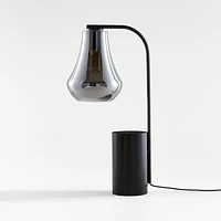 Arren Black Table Lamp with Silver Teardrop Shade 22.25"