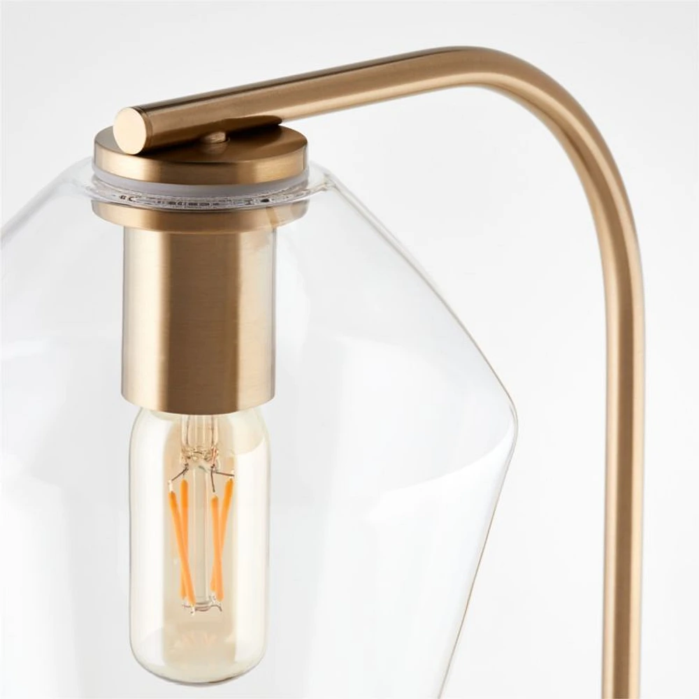 Arren Brass Table Lamp with Clear Angled Shade 22.25"