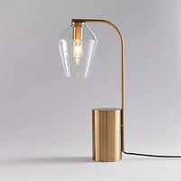 Arren Brass Table Lamp with Clear Angled Shade 22.25"