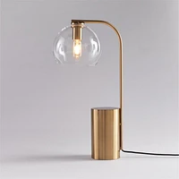 Arren Brass Table Lamp with Clear Round Shade 22.25"