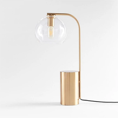 Arren Brass Table Lamp with Clear Round Shade 22.25"