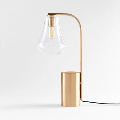 Arren Brass Table Lamp with Clear Teardrop Shade 22.25"
