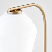Arren Brass Table Lamp with Milk Angled Shade 22.25"