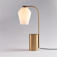 Arren Brass Table Lamp with Milk Angled Shade 22.25"