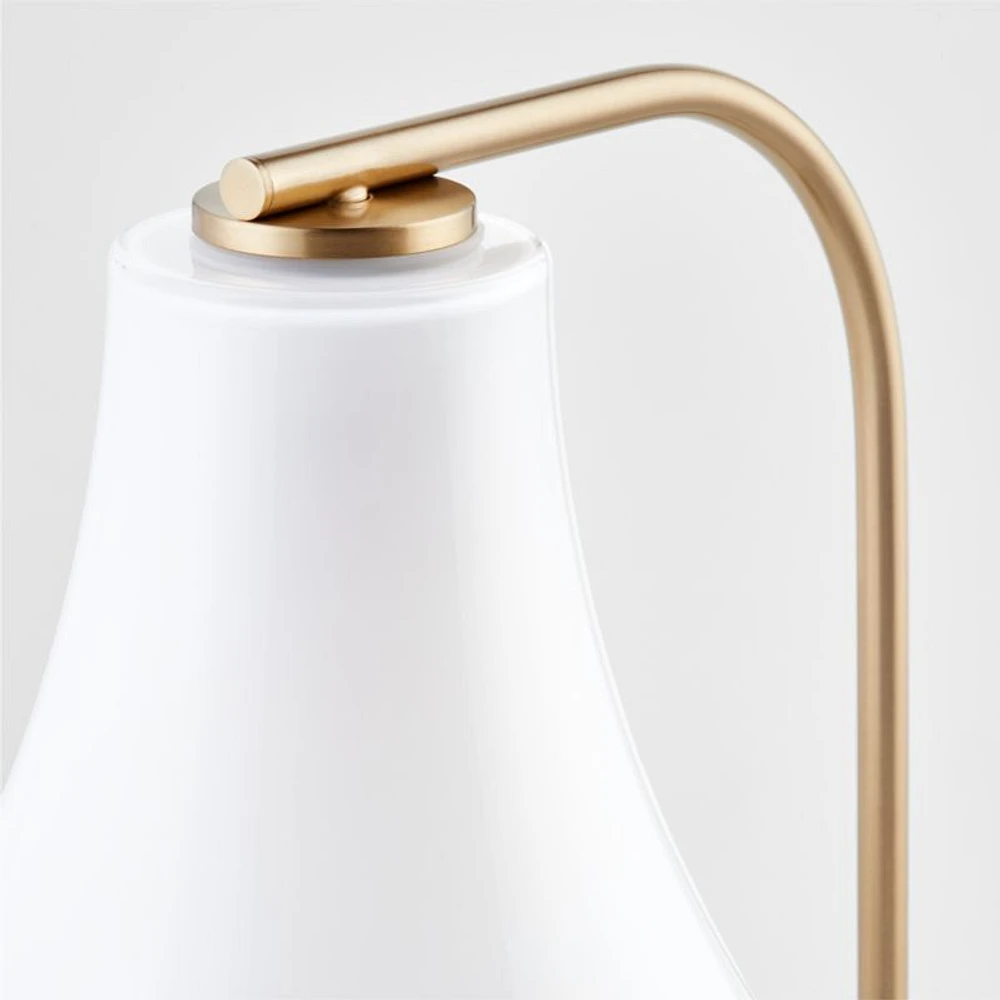 Arren Brass Table Lamp with Milk Teardrop Shade 22.25"