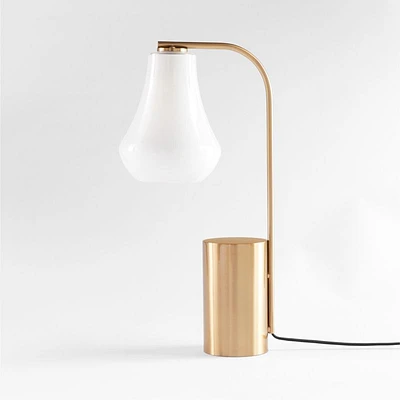 Arren Brass Table Lamp with Milk Teardrop Shade 22.25"