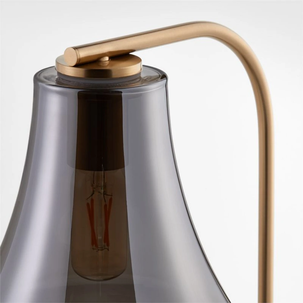 Arren Brass Table Lamp with Silver Teardrop Shade 22.25"