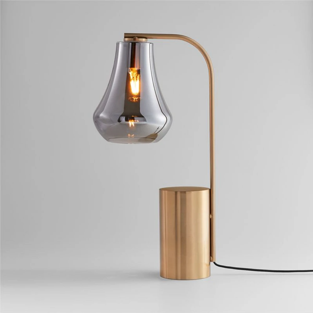 Arren Brass Table Lamp with Silver Teardrop Shade 22.25"