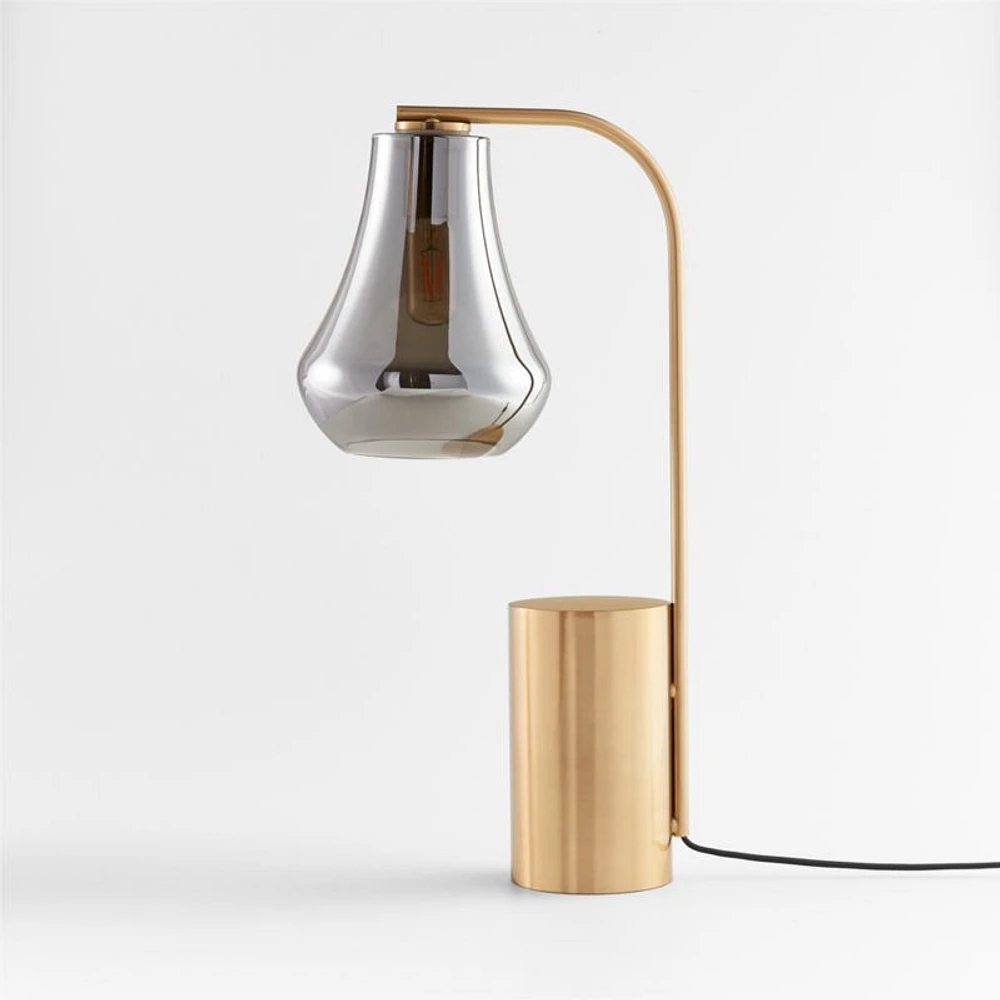 Arren Brass Table Lamp with Silver Teardrop Shade 22.25"