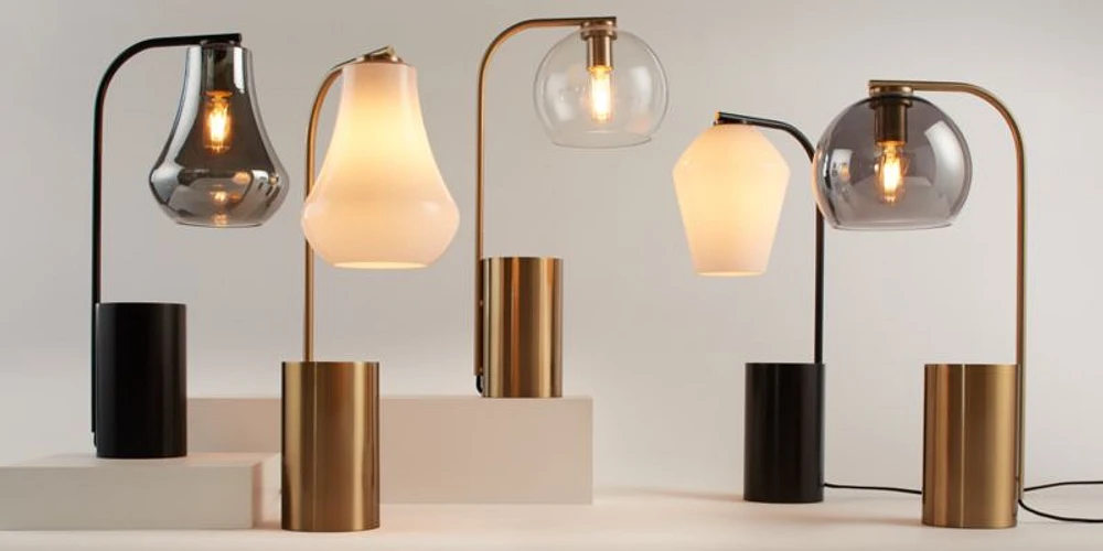 Arren Black Table Lamp with Clear Angled Shade 22.25"