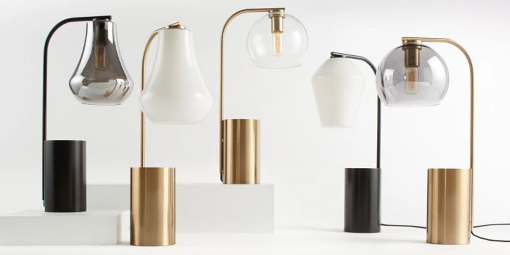 Arren Black Table Lamp with Clear Angled Shade 22.25"