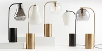 Arren Black Table Lamp with Clear Angled Shade 22.25"