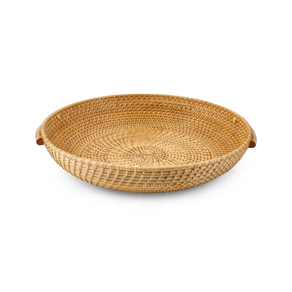 Artesia Natural Round Rattan Tray with Handles