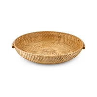 Artesia Natural Round Rattan Tray with Handles