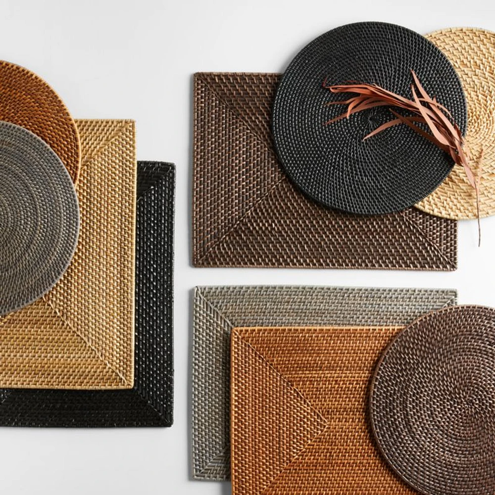 Artesia Round Dark Brown Woven Rattan Placemat